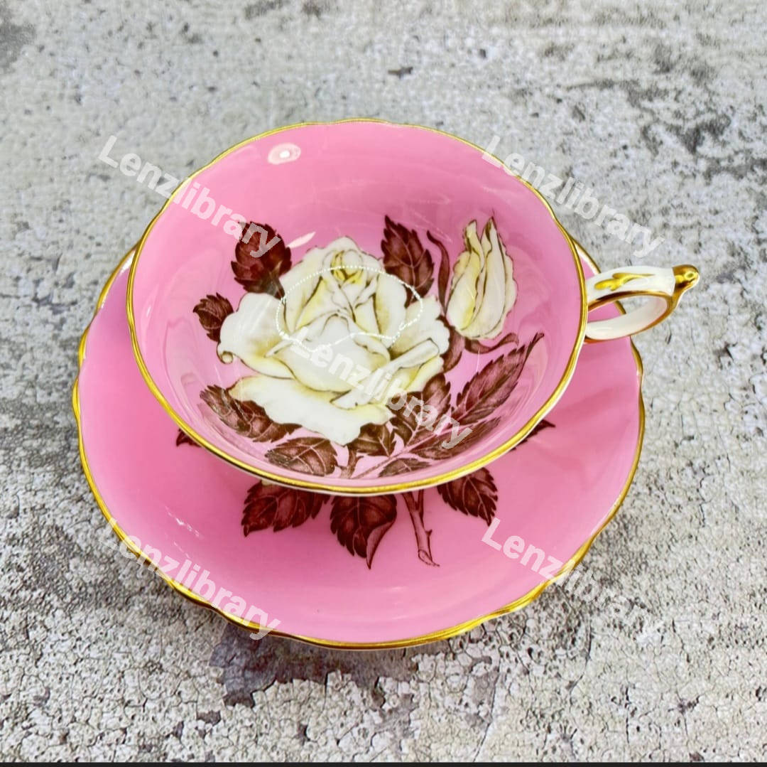 Floral pink tea cup